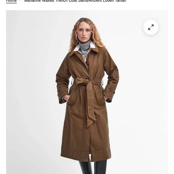 Barbour Marianne Waxed Cotton Trench Coat Size 12 USA